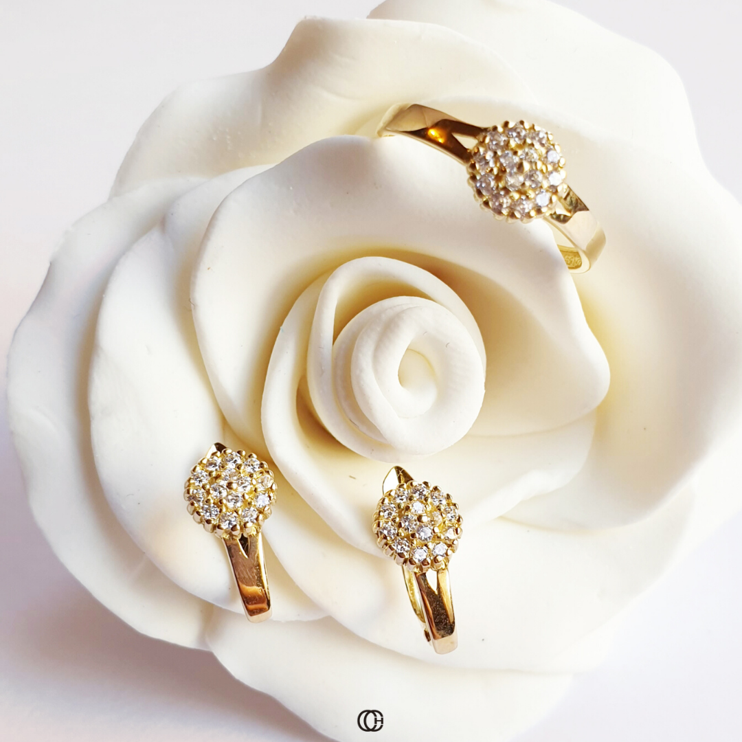 PENDIENTES ORO ROSETÓN CIRCONITAS