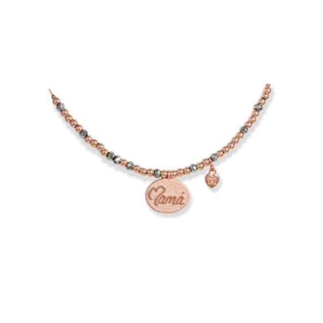 Gargantilla MAMÁ en plata rosa