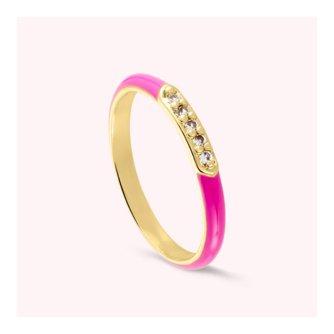 Agatha - Anillo fino BONHEUR - Rosa