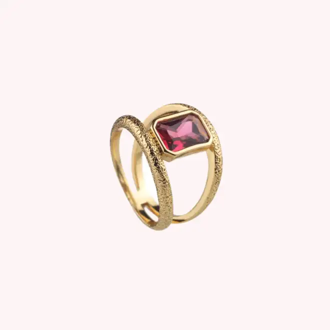 Agatha - Anillo ancho CLEOPATR - Rosa / Oro