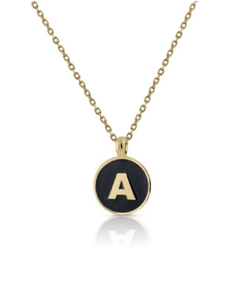 Collar Oro Inicial Esmalte Negro