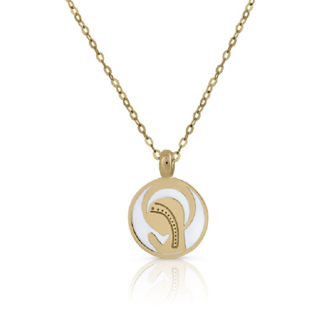 Collar Oro Virgen Niña Esmalte blanco