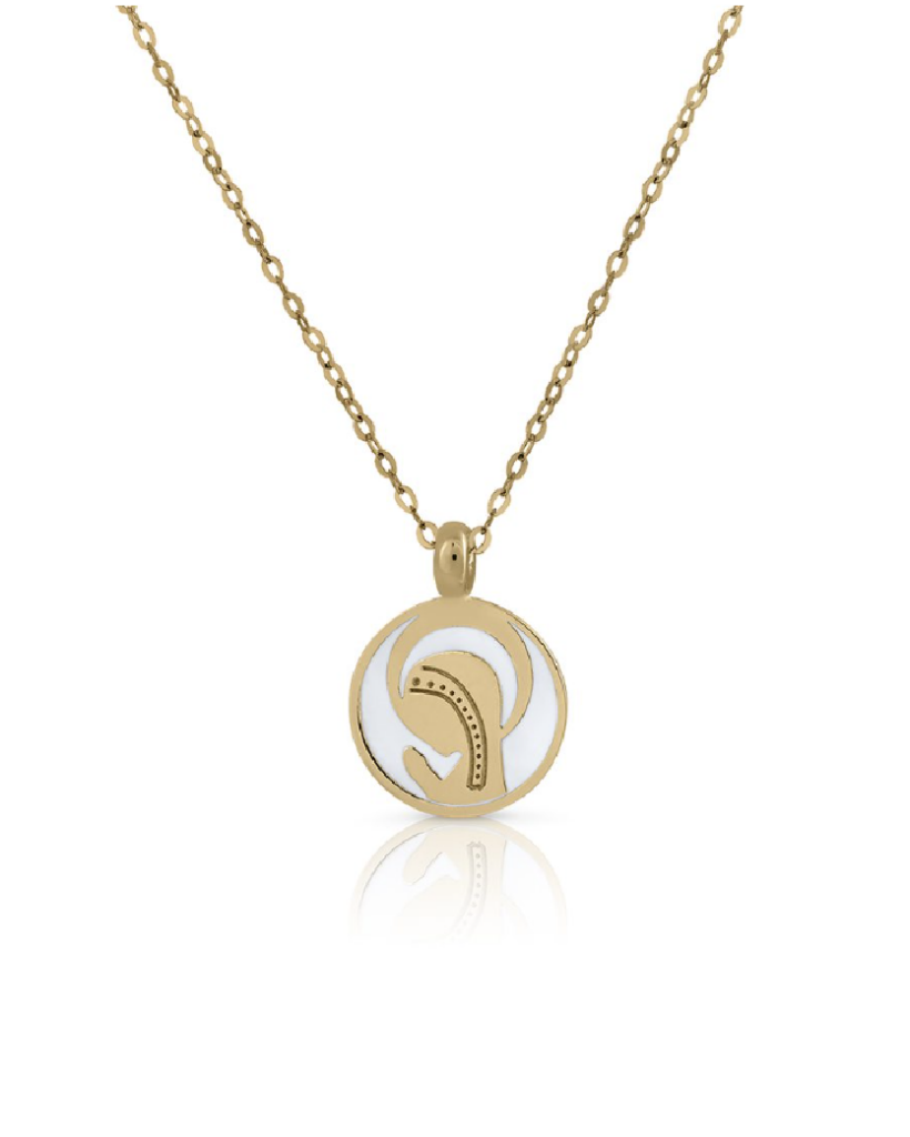 Collar Oro Virgen Niña Esmalte blanco