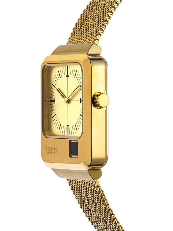 TOUS - Reloj analógico y digital con brazalete de acero IPG dorado MARS - Imagen 2