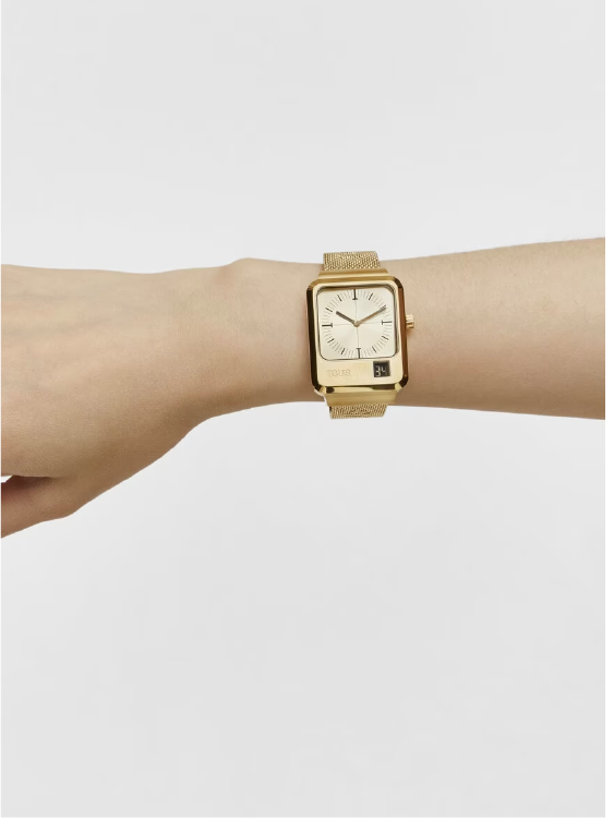 TOUS - Reloj analógico y digital con brazalete de acero IPG dorado MARS - Imagen 4