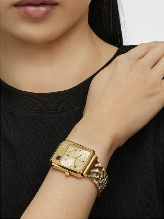 TOUS - Reloj analógico y digital con brazalete de acero IPG dorado MARS - Imagen 6