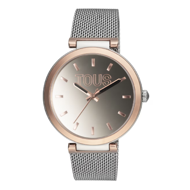 TOUS - Reloj analógico con brazalete de acero y caja de aluminio en color IPRG rosado TOUS S-Mesh Mirror