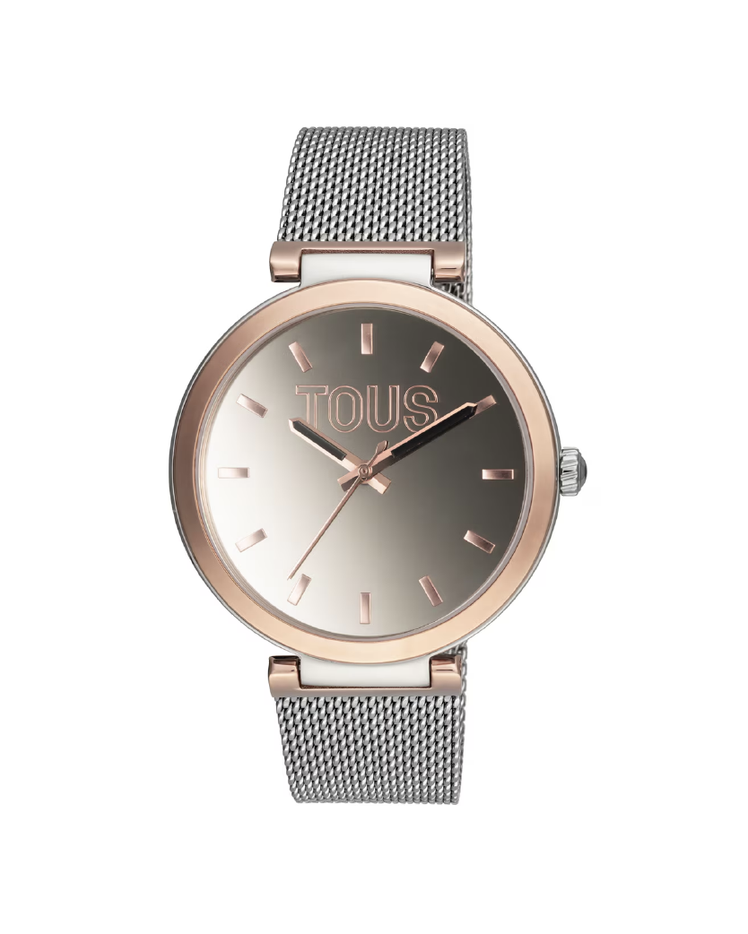 TOUS - Reloj analógico con brazalete de acero y caja de aluminio en color IPRG rosado TOUS S-Mesh Mirror