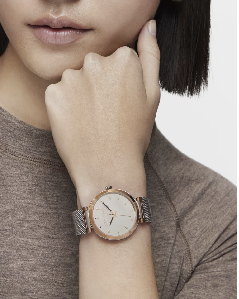 TOUS - Reloj analógico con brazalete de acero y caja de aluminio en color IPRG rosado TOUS S-Mesh Mirror - Imagen 5
