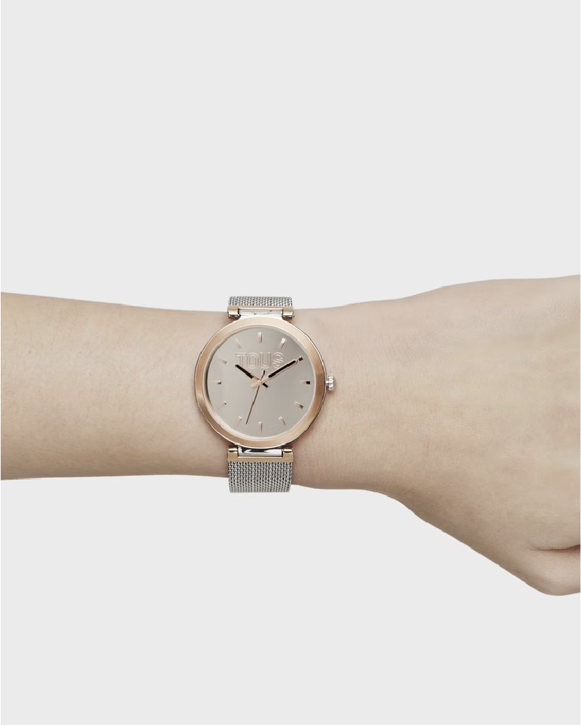 TOUS - Reloj analógico con brazalete de acero y caja de aluminio en color IPRG rosado TOUS S-Mesh Mirror - Imagen 3