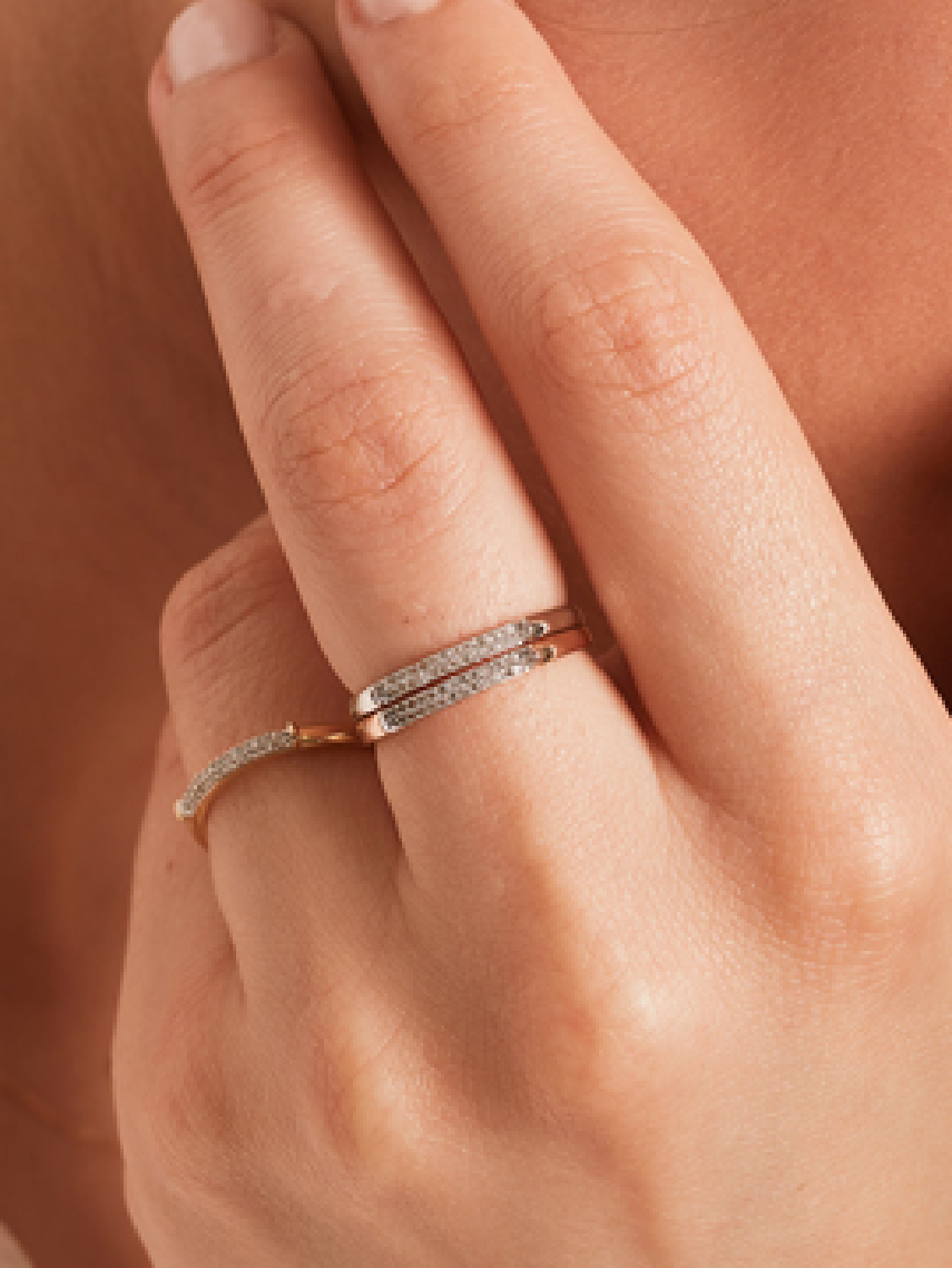 Anillo Oro rosa pavé y Diamantes - Imagen 3