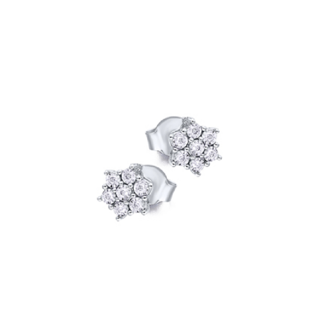 Pendientes Roseta Oro Blanco y Diamantes