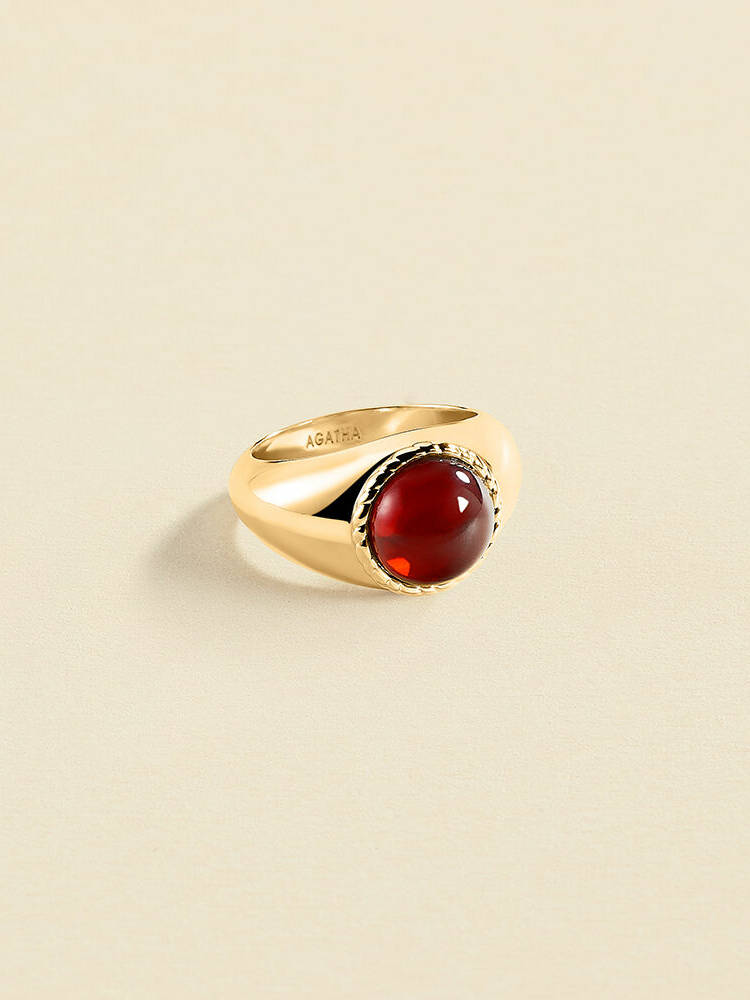 Agatha Paris – Anillo ancho N-13 – Rojo / Oro