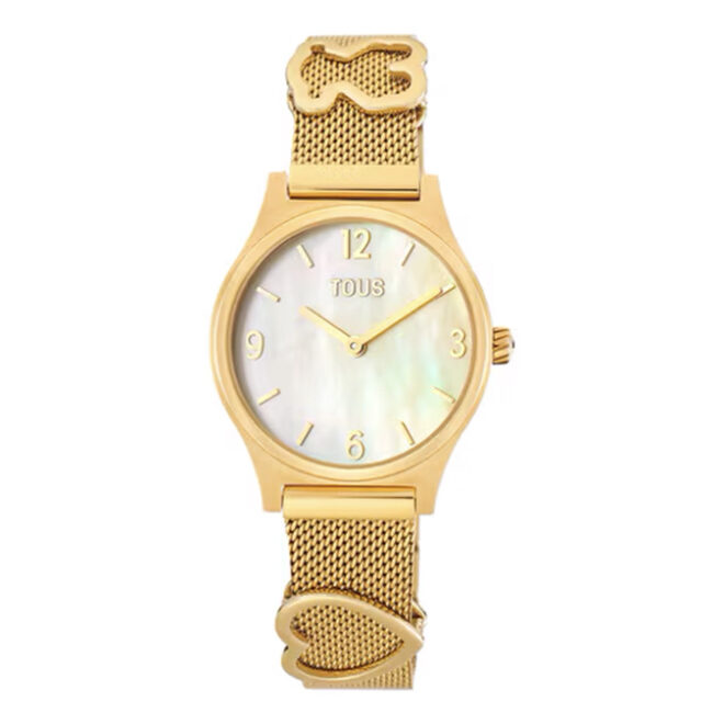TOUS Epic Icon Reloj analógico de acero dorado IPG con esfera de nácar