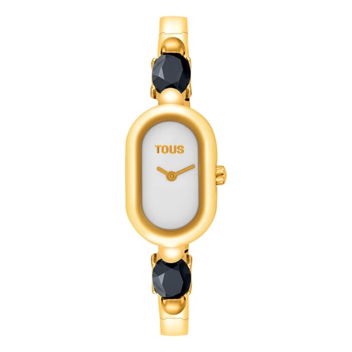 TOUS Color Reloj analógico de acero dorado IPG con ónix