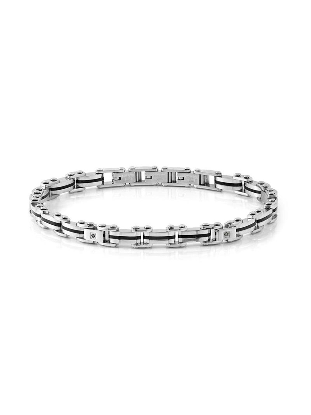 Pulsera Nomination Strong Eslabones Acero y PVD y 4 Diamantes Negros 028322/007