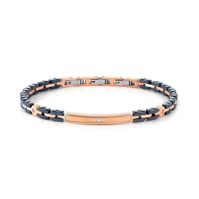 Pulsera Nomination Strong Acero Cerámico y Rosado, 3 Diamantes Blancos 028326/001