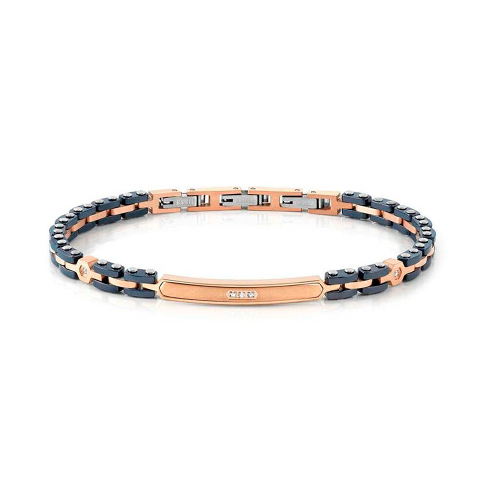 Pulsera Nomination Strong Acero Cerámico y Rosado, 3 Diamantes Blancos 028326/001