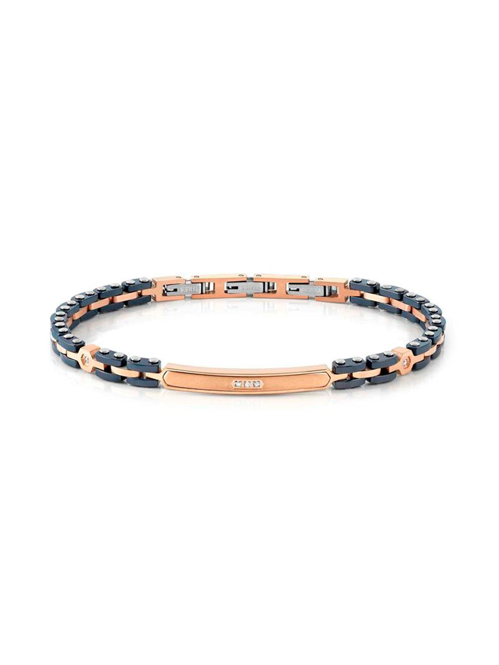 Pulsera Nomination Strong Acero Cerámico y Rosado, 3 Diamantes Blancos 028326/001