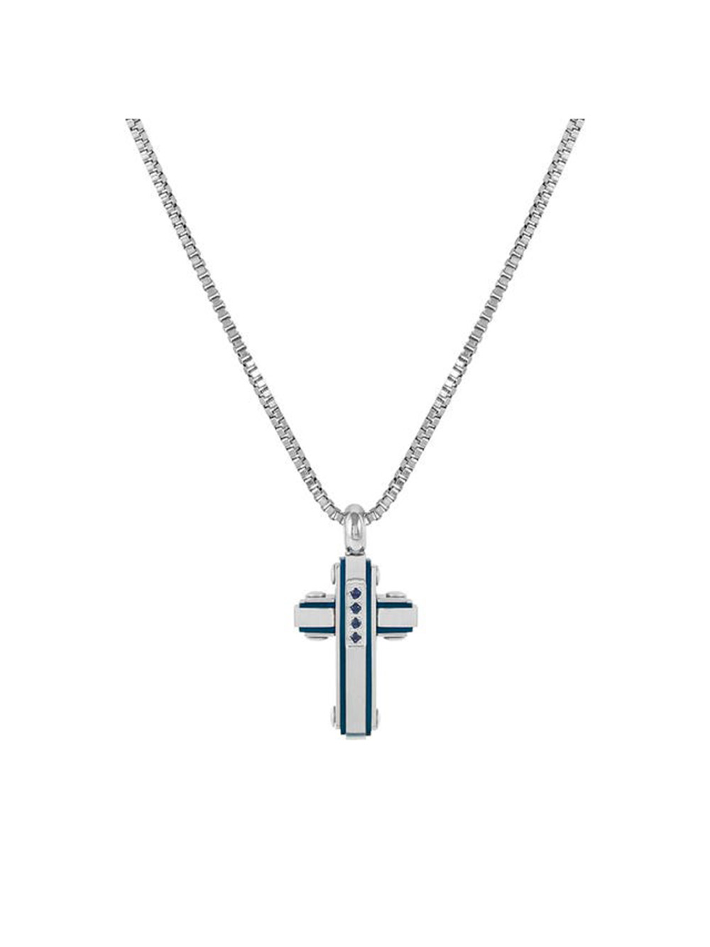 Collar Nomination Strong Diamond Cruz con 4 Zafiros Azules 028332/030