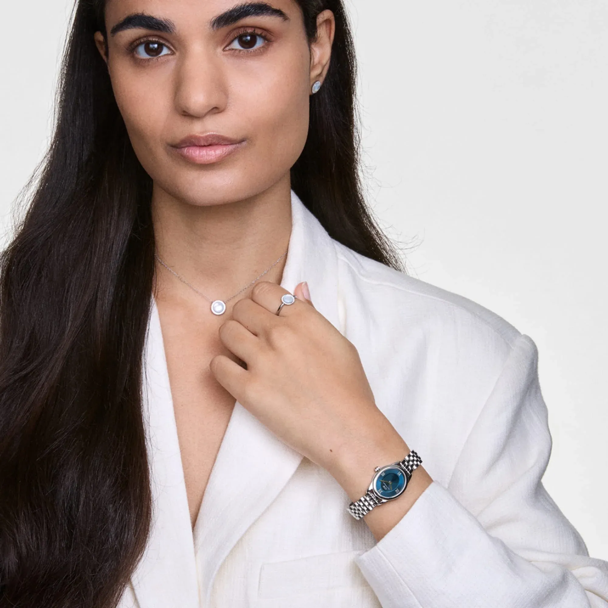 Reloj Daniel Wellington Ophelia Mini Arctic Silver de acero plateado y esfera azul DW00100807