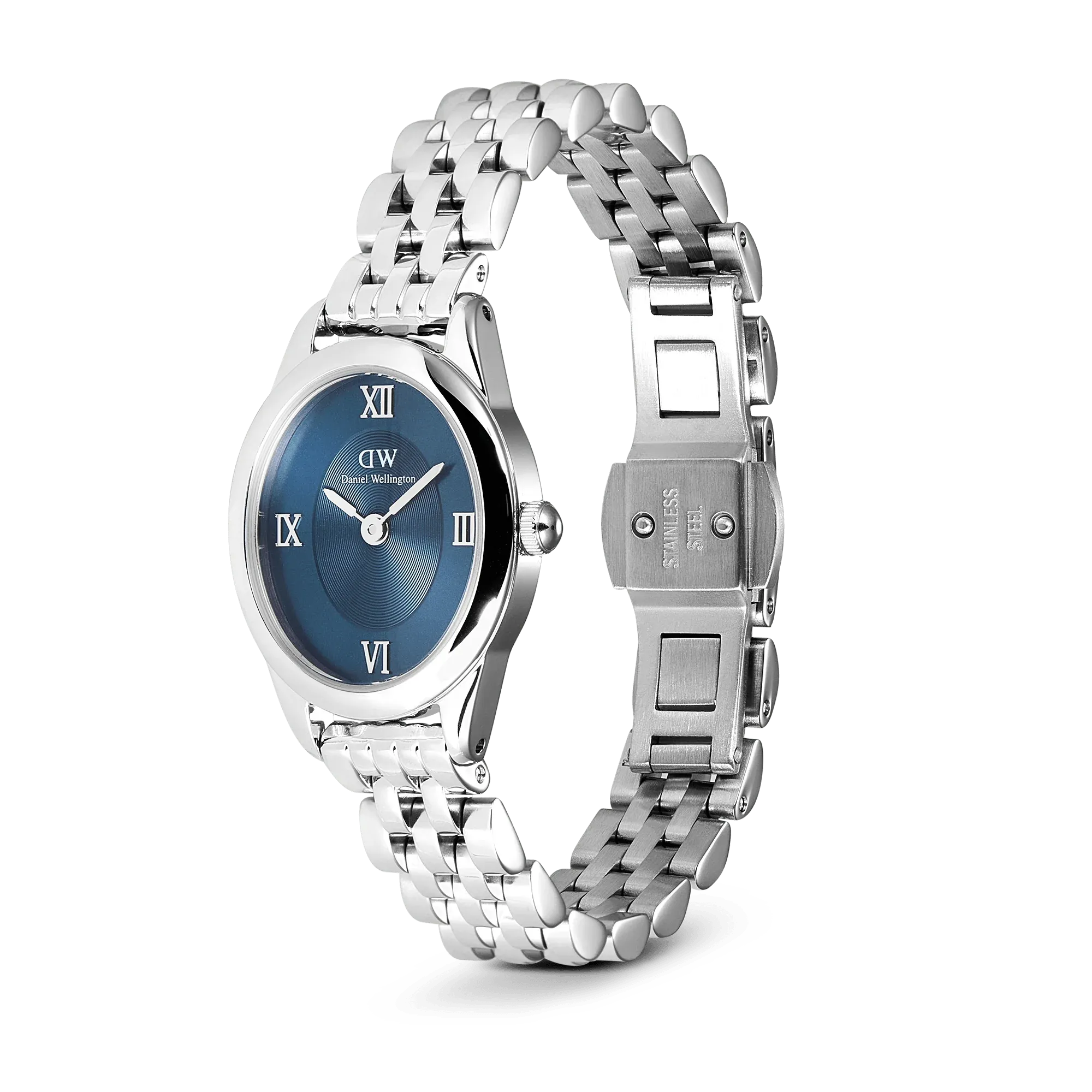 Reloj Daniel Wellington Ophelia Mini Arctic Silver de acero plateado y esfera azul DW00100807