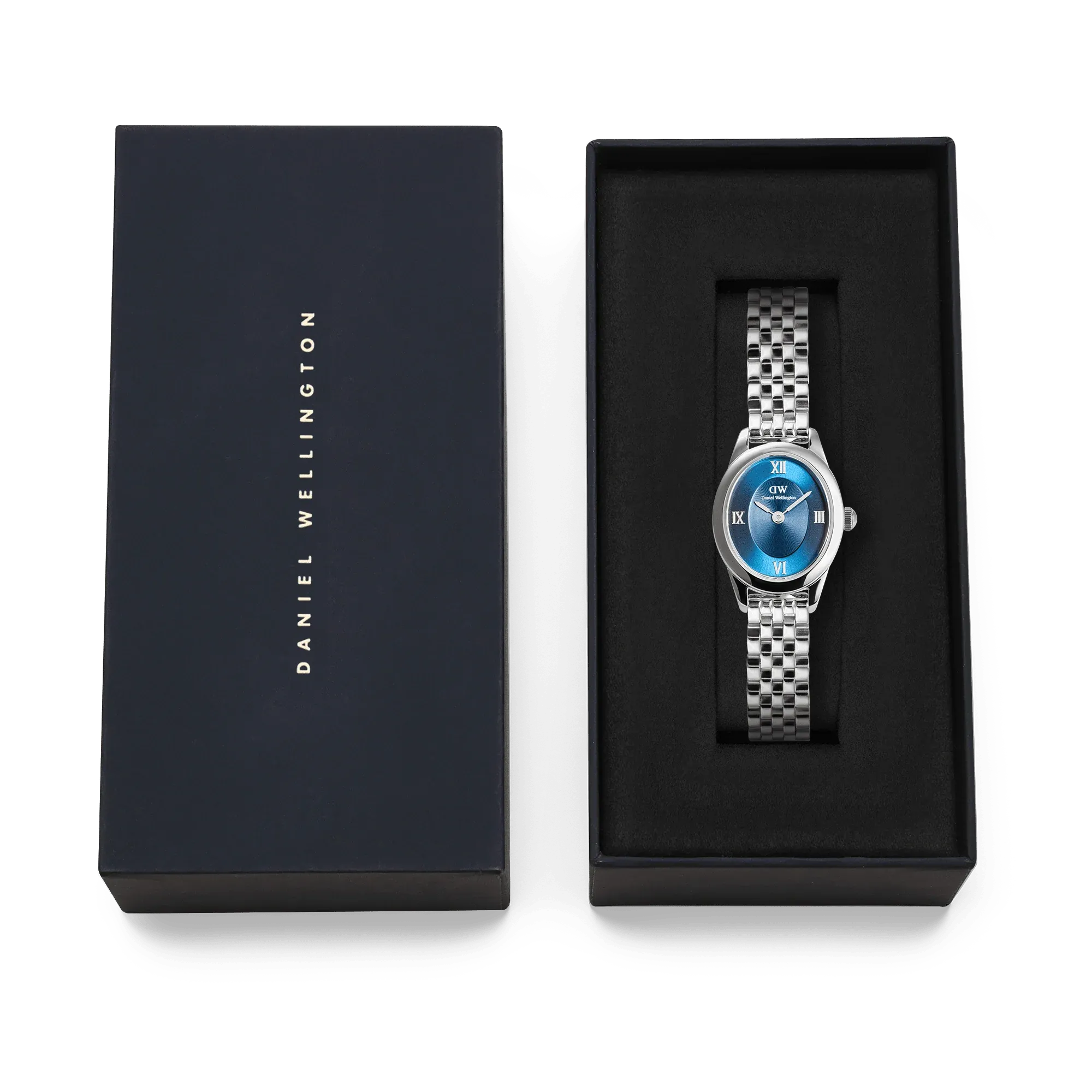 Reloj Daniel Wellington Ophelia Mini Arctic Silver de acero plateado y esfera azul DW00100807