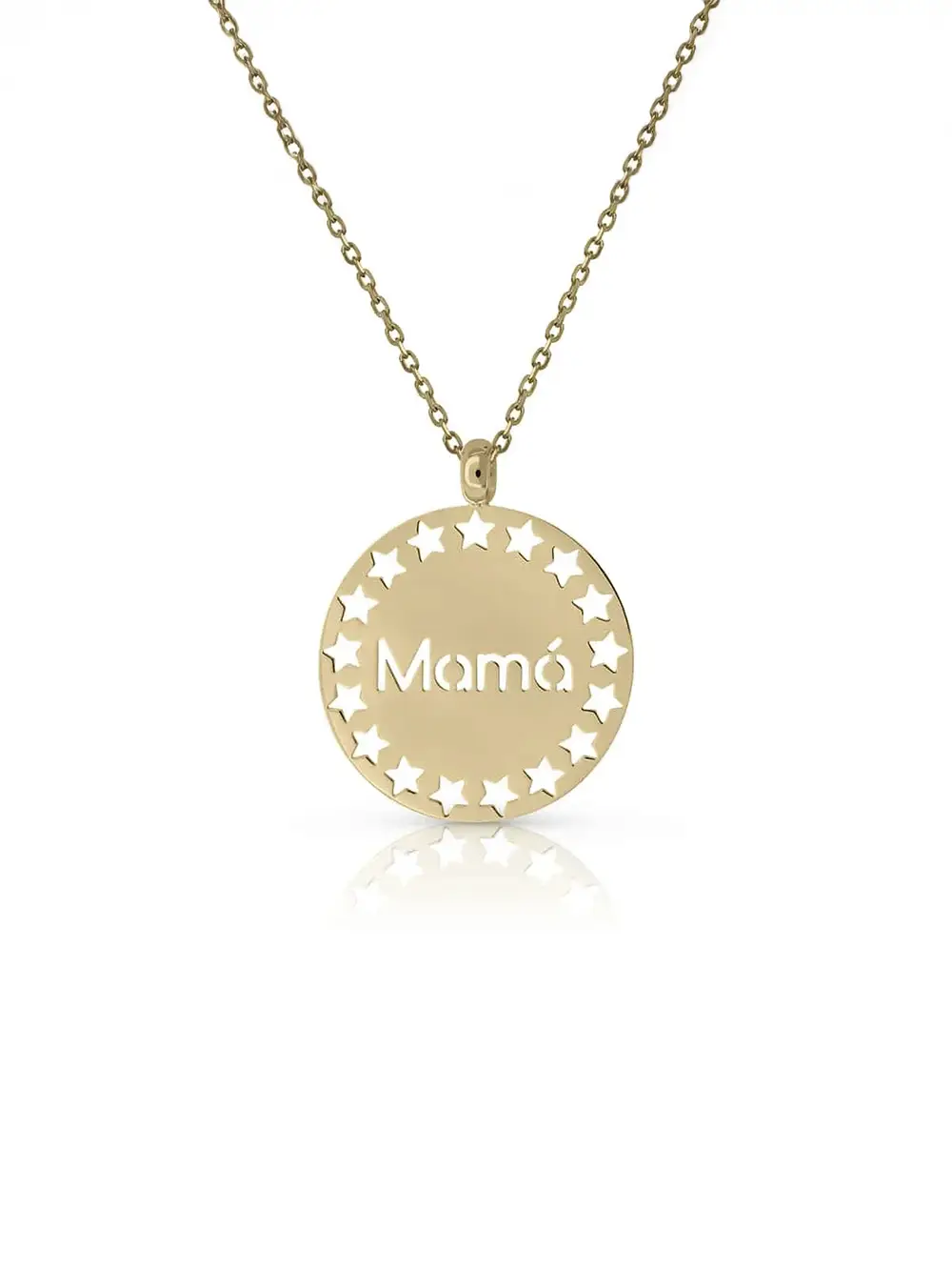Collar LaPetra Mamá chapa estrellas en oro de 18k con cadena lisa 12847