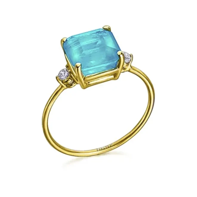 Anillo Le Carré Blue Love oro 18K con topacios GA143OA13