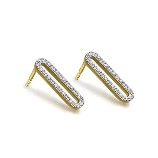 Pendientes Le Carré Hebilla oro 18K con diamantes GB184OA00