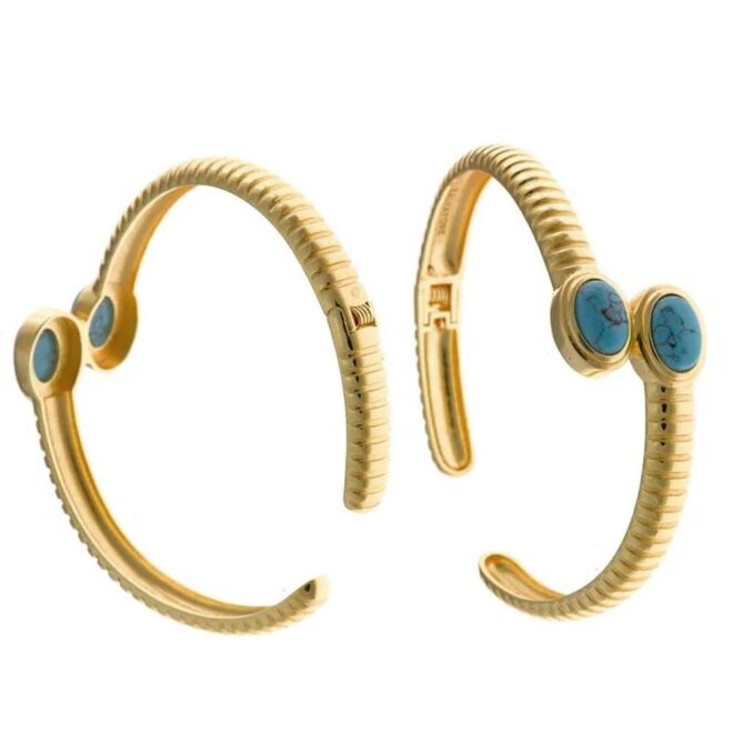 Pulsera rígida con piedras turquesa Salvatore Plata 269P0001