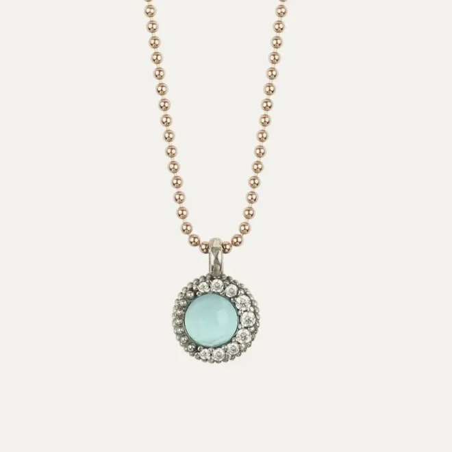 Colgante Sunfield Zinnia Mini de plata con cuarzo azul aguamarina y circonitas CL064790/49