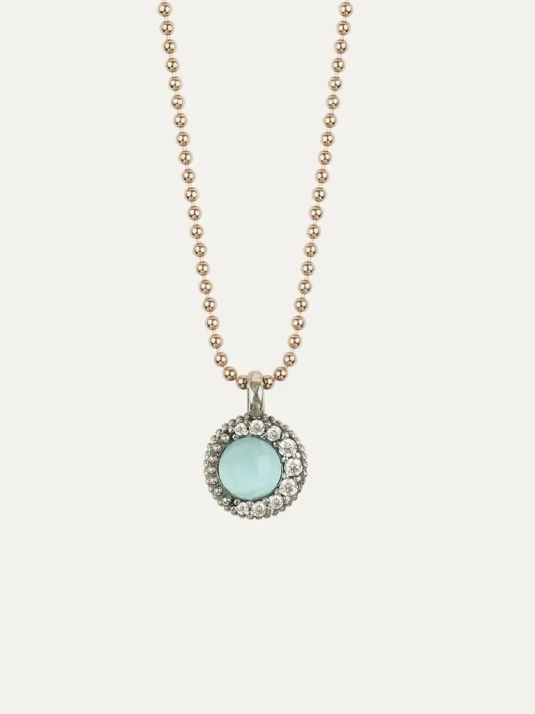 Colgante Sunfield Zinnia Mini de plata con cuarzo azul aguamarina y circonitas CL064790/49