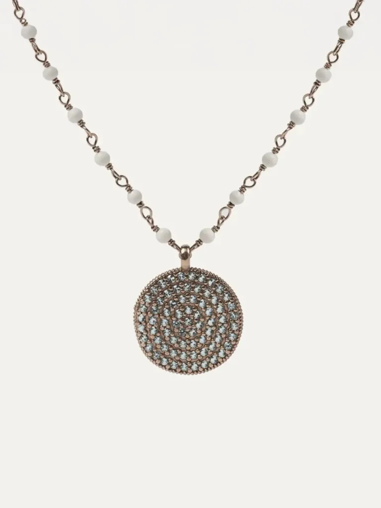 Colgante Sunfield Áine de plata bañada en oro rosa con circonitas verde mint CL065020/2/55