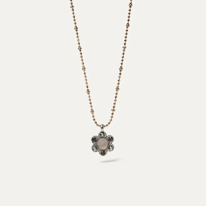 Colgante Sunfield Celia Hirta de plata con cuarzo rosa y circonitas CL065210