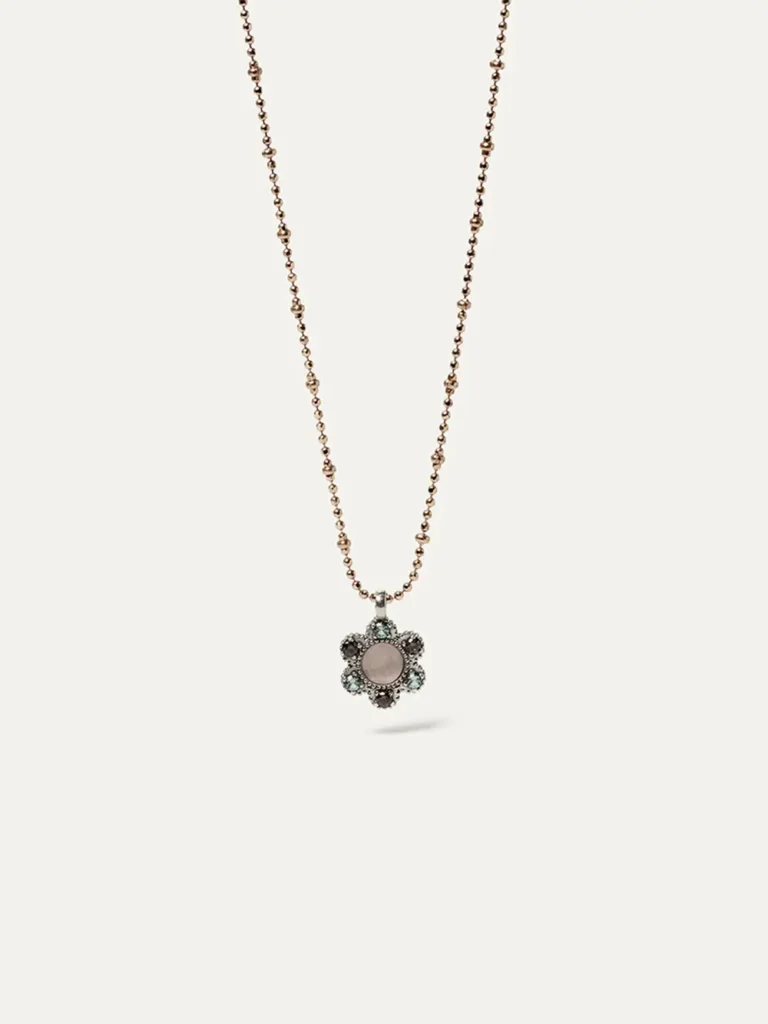 Colgante Sunfield Celia Hirta de plata con cuarzo rosa y circonitas CL065210