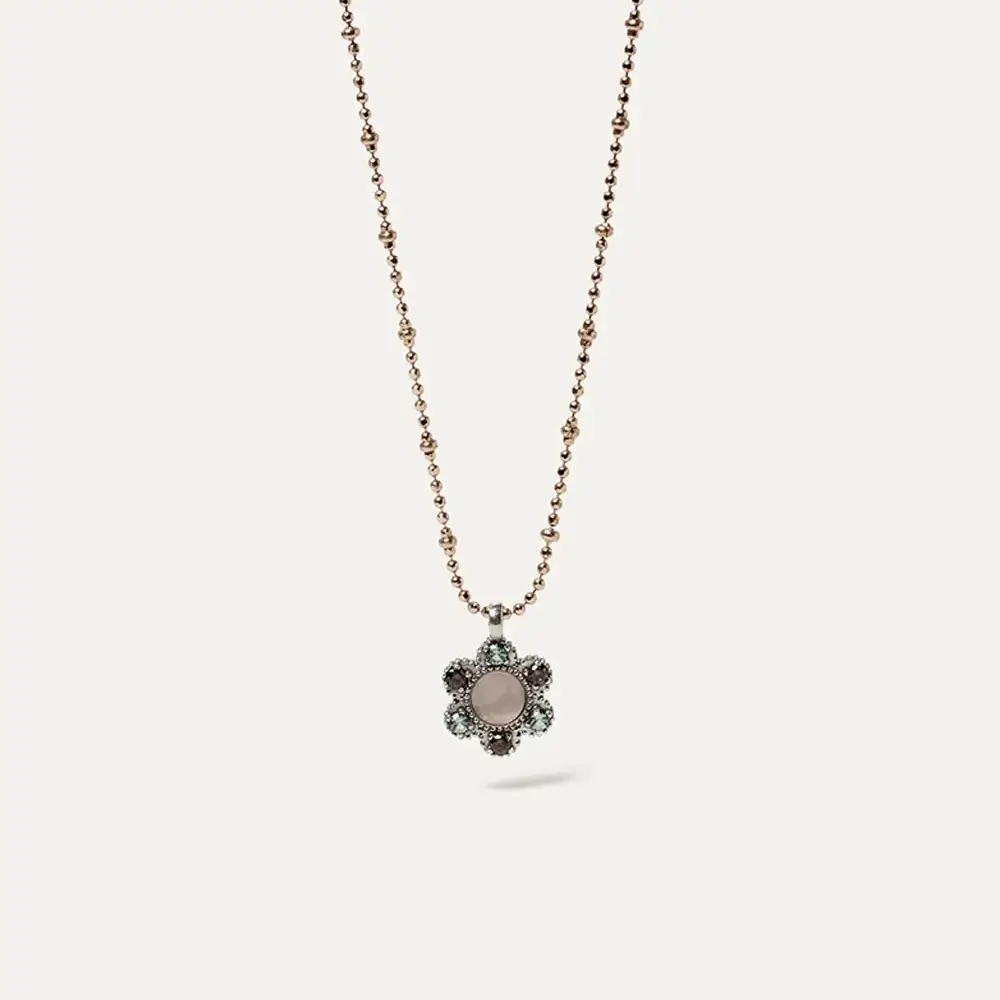 Colgante Sunfield Celia Hirta de plata con cuarzo rosa y circonitas CL065210
