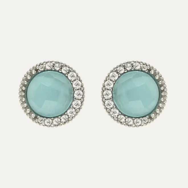 Pendientes Sunfield Zinnia de plata con cuarzo azul aguamarina y circonitas PE064780/49