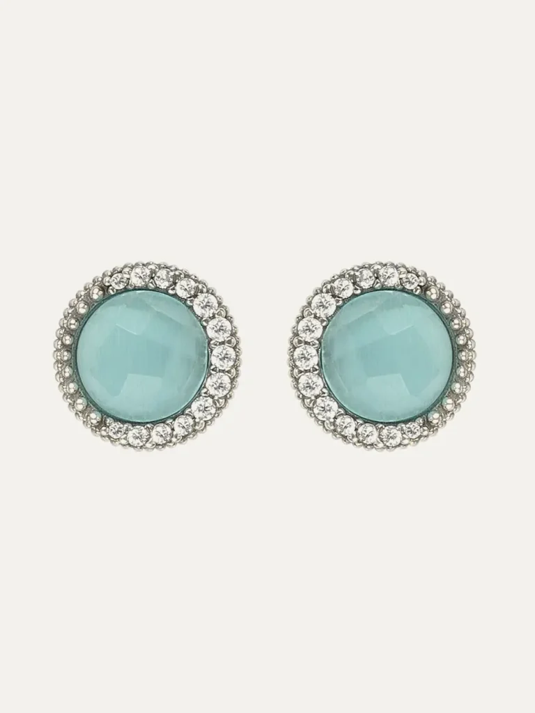 Pendientes Sunfield Zinnia de plata con cuarzo azul aguamarina y circonitas PE064780/49