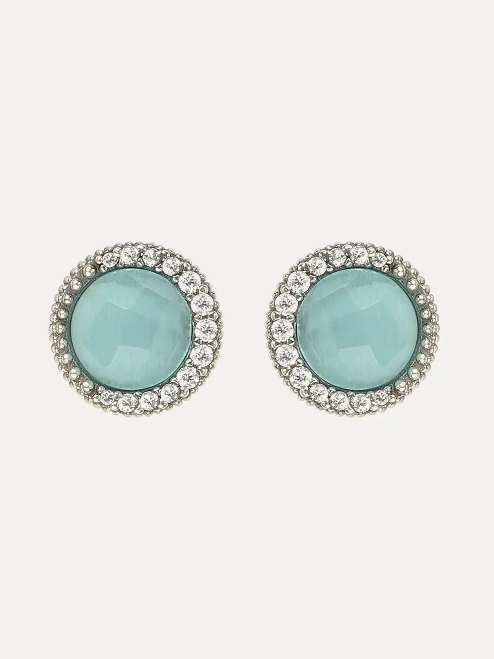 Pendientes Sunfield Zinnia de plata con cuarzo azul aguamarina y circonitas PE064780/49