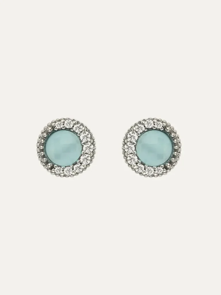 Pendientes Sunfield Zinnia Mini de plata con cuarzo azul aguamarina y circonitas PE064790/49