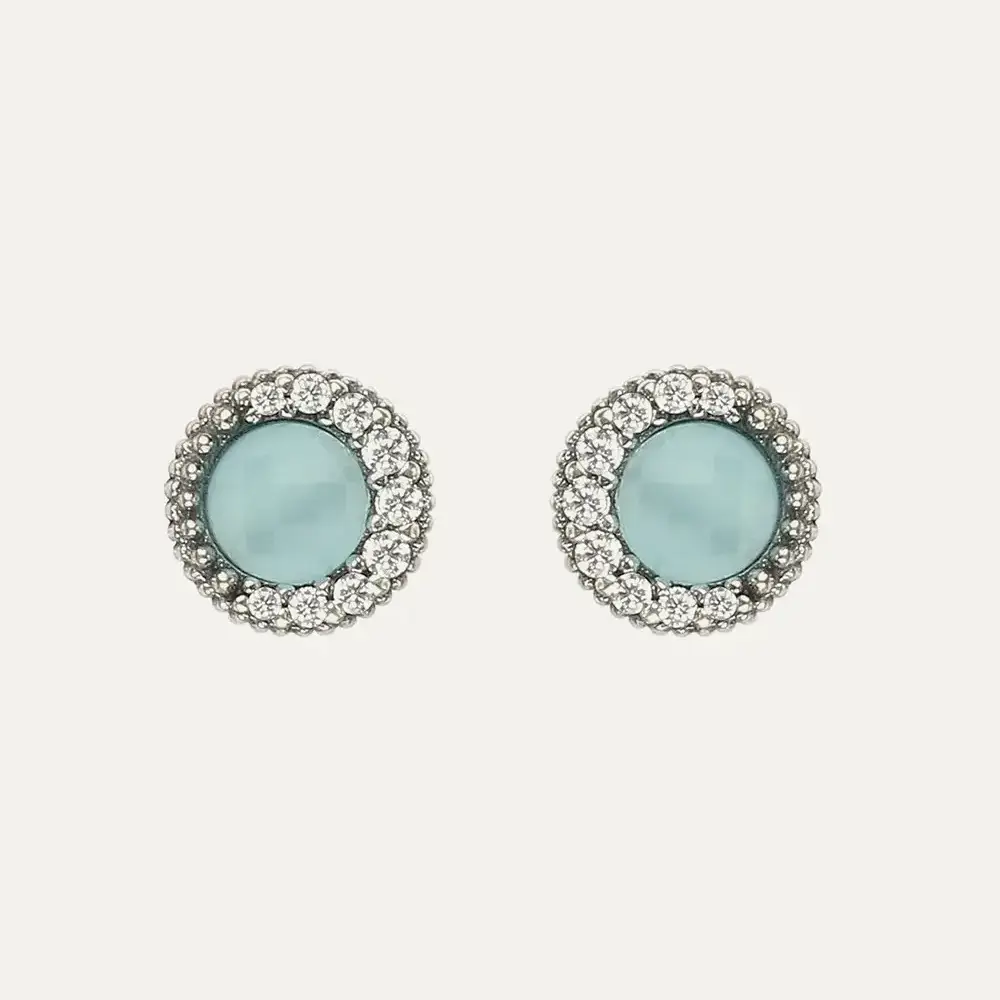 Pendientes Sunfield Zinnia Mini de plata con cuarzo azul aguamarina y circonitas PE064790/49