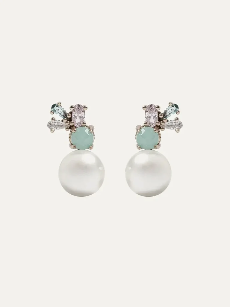 Pendientes Sunfield Némesis Coral de plata con calcedonia verde y circonitas PE065052/2