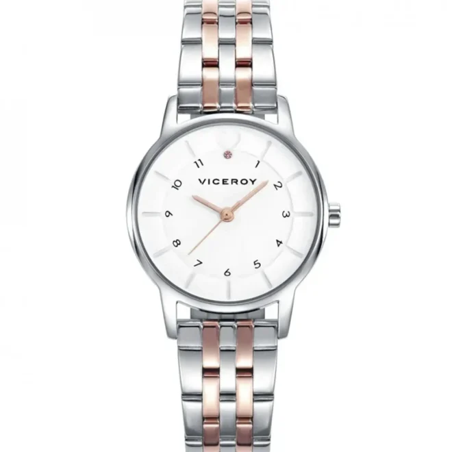 Pack de niña Viceroy reloj de acero con esfera de 28 mm y pendientes de plata esmaltados 42366-99