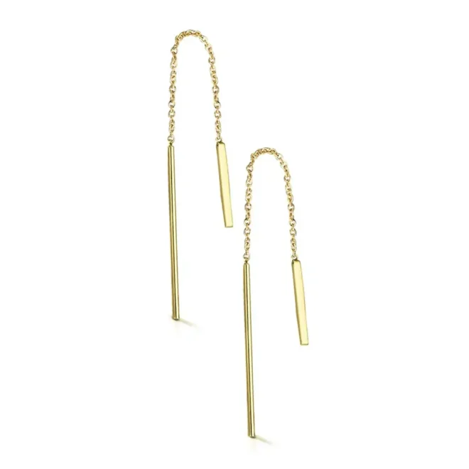 Pendientes LeCarré barra plana y colgante en oro 18kt GB038OA.00
