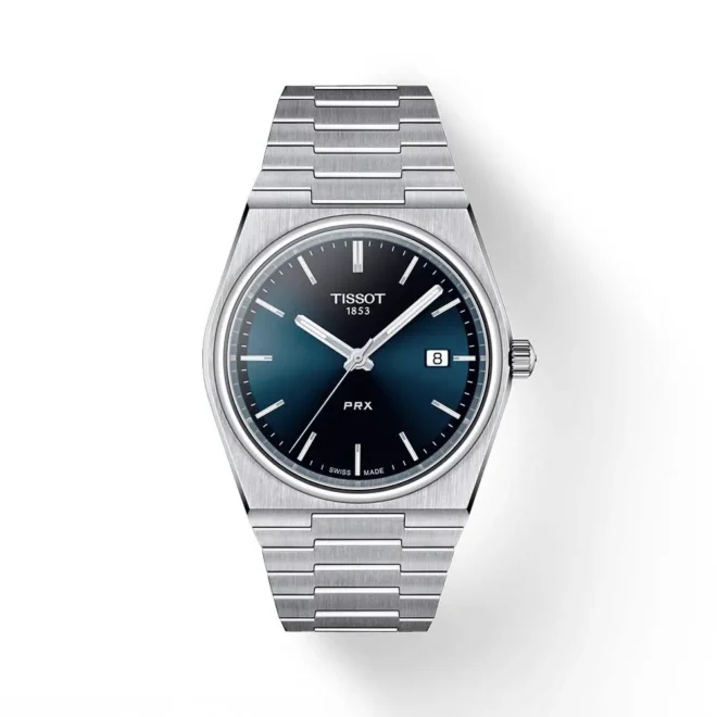 Reloj Tissot PRX de 40 mm con esfera azul y brazalete integrado en acero T1374101104100