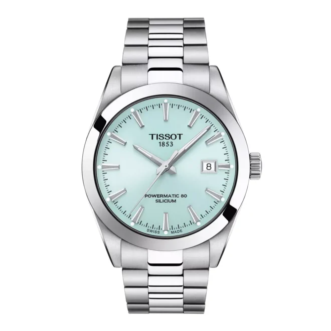 Reloj automático Tissot Gentleman acero 40 mm, esfera azul hielo, Powermatic 80 T1274071135100