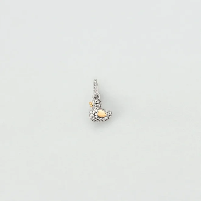 Colgante Agatha Paris Patito pavé plateado con cristales, 13 mm, baño de rodio 02853536-136-TU
