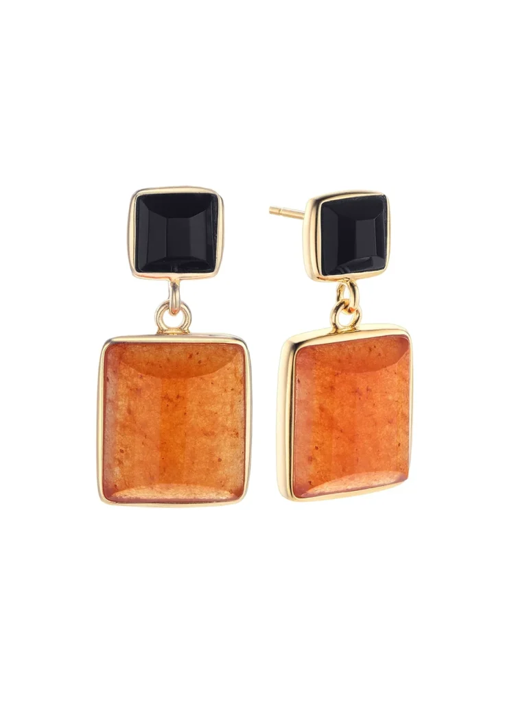 Pendientes de plata dorada Durán Exquse con ónix – Colección Alba – 00513702