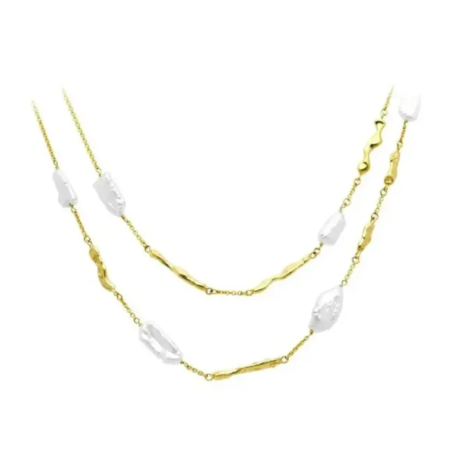 Gargantilla Tsuru de plata con perlas Marina García